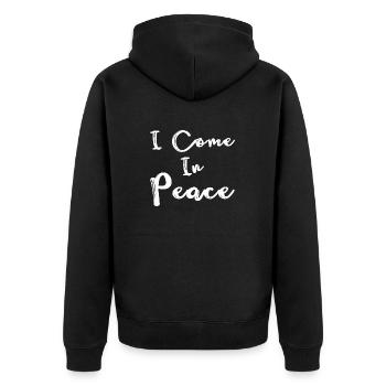 I Come in Peace I'm Peace Funny Matching Couple - Unisex Premium Organic Zip Hoodie - black - Back - Nico (187cm)