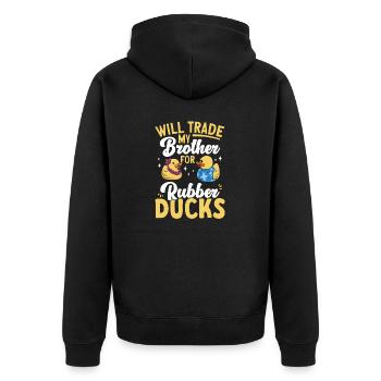 Rubber Duck Rubber Duck - Unisex Premium Organic Zip Hoodie - black - Back - Nico (187cm)