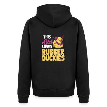 Rubber Duck Rubber Duck - Unisex Premium Organic Zip Hoodie - black - Back - Nico (187cm)