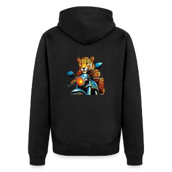 LEOPARD MOTORRAD - Unisex Premium Bio Zip Hoodie - Schwarz - Hinten - Nico (187cm)