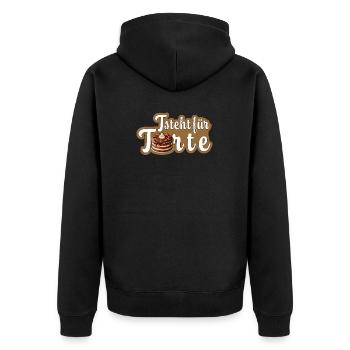 T steht für Torte - Unisex Premium Bio Zip Hoodie - Schwarz - Hinten - Nico (187cm)