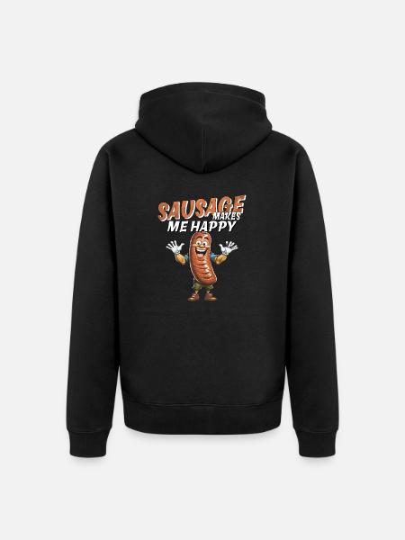 SAUSAGE MAKES ME HAPPY - Unisex Premium Organic Zip Hoodie - black