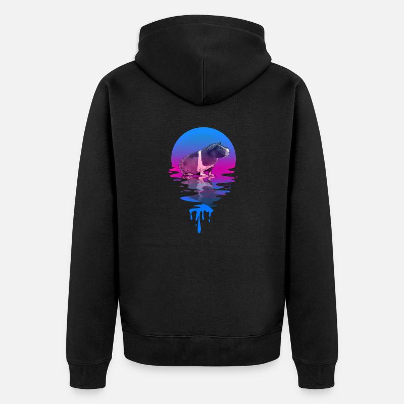 Coucher de soleil Maigre Cochon - Veste à capuche bio Premium Unisexe - noir
