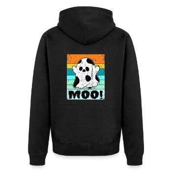 Moo Cow Print Halloween Costume - Unisex Premium Bio Zip Hoodie - Schwarz - Hinten - Nico (187cm)