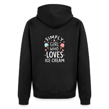 Einfach ein Mädchen, das Eis liebt Lustiges Eis - Unisex Premium Bio Zip Hoodie - Schwarz - Hinten - Nico (187cm)