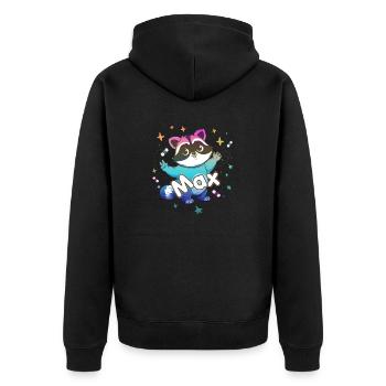 MAX - Schöner Jungen Name mit süßem Waschbär - Unisex Premium Bio Zip Hoodie - Schwarz - Hinten - Nico (187cm)