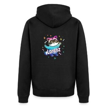 LORENZ - Beautiful boy name with cute raccoon - Unisex Premium Organic Zip Hoodie - black - Back - Nico (187cm)