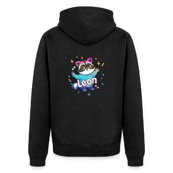 LEON - Beau nom de garçon avec un raton laveur mignon - Veste à capuche bio Premium Unisexe - noir - Dos - Nico (187cm)