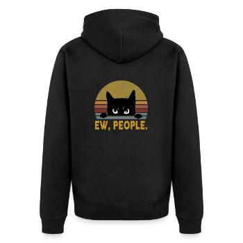 Ew, Personnes Chat Noir Vintage - Veste à capuche bio Premium Unisexe - noir - Dos - Nico (187cm)
