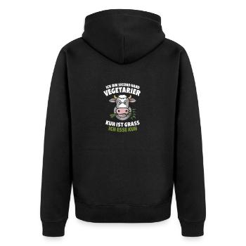 Ich Bin Second Hand Vegetarier Kuh Ist Grass Ich - Unisex Premium Bio Zip Hoodie - Schwarz - Hinten - Nico (187cm)