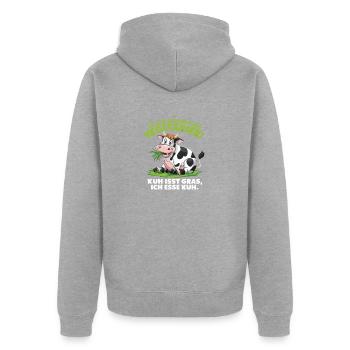 Ich Bin Second Hand Vegetarier Kuh Isst Gras Ich - Unisex Premium Bio Zip Hoodie - Grau meliert - Hinten - Nico (187cm)