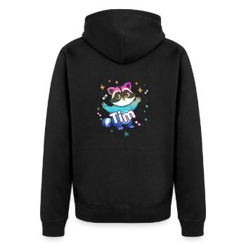 TIM - Beau nom de garçon avec un raton laveur mignon - Veste à capuche bio Premium Unisexe - noir - Dos - Nico (187cm)