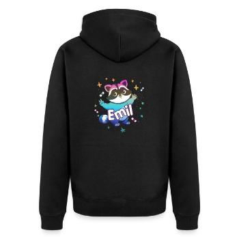 EMIL - Beautiful boy name with cute raccoon - Unisex Premium Organic Zip Hoodie - black - Back - Nico (187cm)
