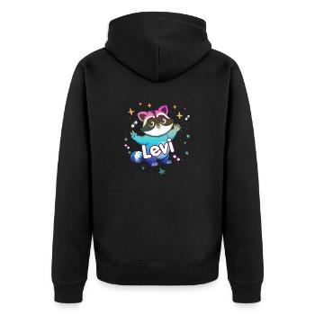 LEVI - Beautiful boy name with cute raccoon - Unisex Premium Organic Zip Hoodie - black - Back - Nico (187cm)