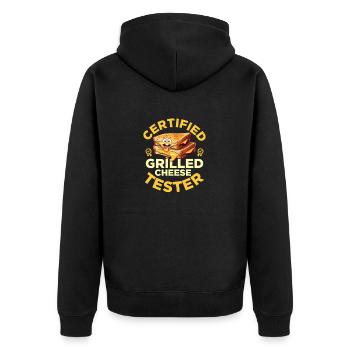 Certified Grill Cheese Tester Food Sandwich - Unisex Premium Organic Zip Hoodie - black - Back - Nico (187cm)