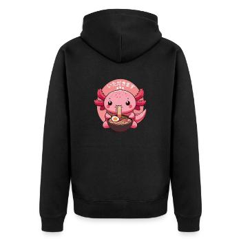 Axolotl Eating Ramen Cute Kawaii Axolotl - Unisex Premium Organic Zip Hoodie - black - Back - Nico (187cm)
