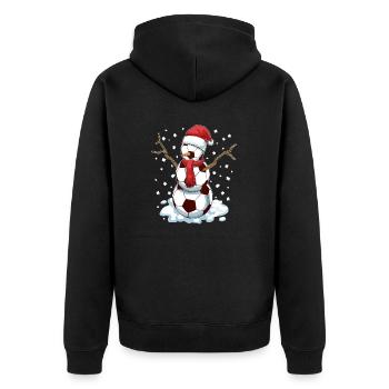 Funny Christmas Soccer Balls Santa Snowman - Unisex Premium Bio Zip Hoodie - Schwarz - Hinten - Nico (187cm)