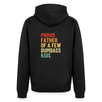 Stolzer Vater von ein paar dummen Kindern Retro-Vater - Unisex Premium Bio Zip Hoodie - Schwarz - Hinten - Nico (187cm)