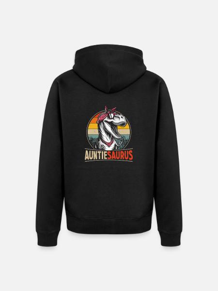 Auntiesaurus dinosaur for aunt or auntie - Unisex Premium Organic Zip Hoodie - black