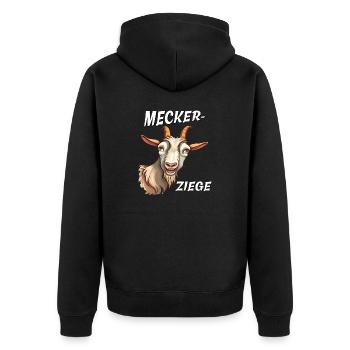 MECKER-ZIEGE - Unisex Premium Bio Zip Hoodie - Schwarz - Hinten - Nico (187cm)