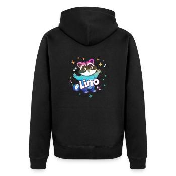 LINO - Beau prénom de garçon avec un raton laveur mignon - Veste à capuche bio Premium Unisexe - noir - Dos - Nico (187cm)