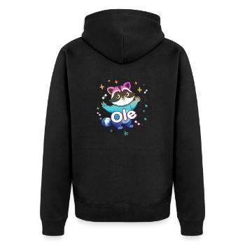 OLE - Beau nom de garçon avec un raton laveur mignon - Veste à capuche bio Premium Unisexe - noir - Dos - Nico (187cm)