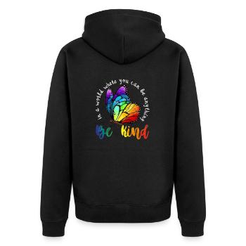Dans un monde où l’on peut être n’importe quoi, être gentil LGBT - Veste à capuche bio Premium Unisexe - noir - Dos - Nico (187cm)