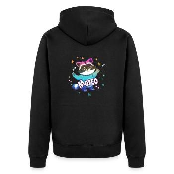 MARCO - Beau nom de garçon avec un raton laveur mignon - Veste à capuche bio Premium Unisexe - noir - Dos - Nico (187cm)