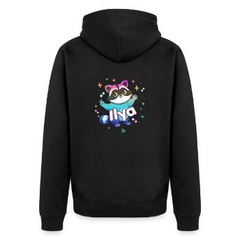 ILYA - Beautiful boy name with cute raccoon - Unisex Premium Organic Zip Hoodie - black - Back - Nico (187cm)