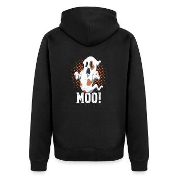 Moo Cow Print Halloween Ghost Cow Lovers - Unisex Premium Bio Zip Hoodie - Schwarz - Hinten - Nico (187cm)