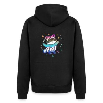 PIET - Beau nom de garçon avec un raton laveur mignon - Veste à capuche bio Premium Unisexe - noir - Dos - Nico (187cm)