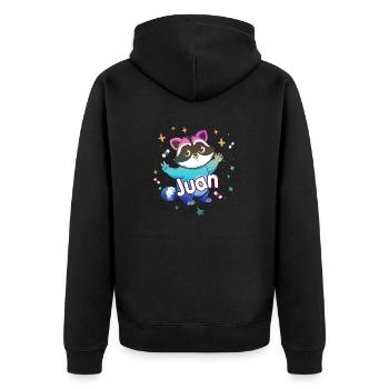 JUAN - Beautiful boy name with cute raccoon - Unisex Premium Organic Zip Hoodie - black - Back - Nico (187cm)