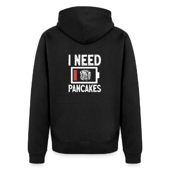 Pancake Frühstück Pfannkuchen - Unisex Premium Bio Zip Hoodie - Schwarz - Hinten - Nico (187cm)