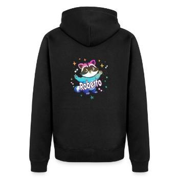 ROBERTO - Beautiful boy name with cute raccoon - Unisex Premium Organic Zip Hoodie - black - Back - Nico (187cm)