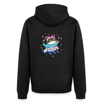 FABIUS - Beau nom de garçon avec un raton laveur mignon - Veste à capuche bio Premium Unisexe - noir - Dos - Nico (187cm)