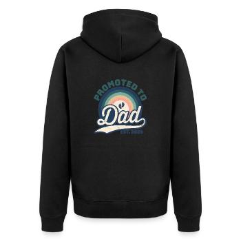 Promoted to Dad 2025 Soon To Be Papa Funny - Unisex Premium Bio Zip Hoodie - Schwarz - Hinten - Nico (187cm)