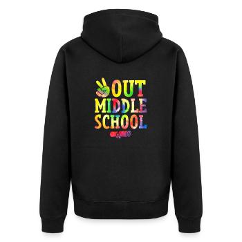 Peace Out Mittelschule Klasse von 2024 Tie Dye - Unisex Premium Bio Zip Hoodie - Schwarz - Hinten - Nico (187cm)