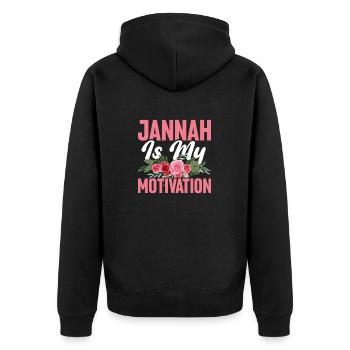 Jannah ist meine Motivation lustiger muslimischer Koran - Unisex Premium Bio Zip Hoodie - Schwarz - Hinten - Nico (187cm)