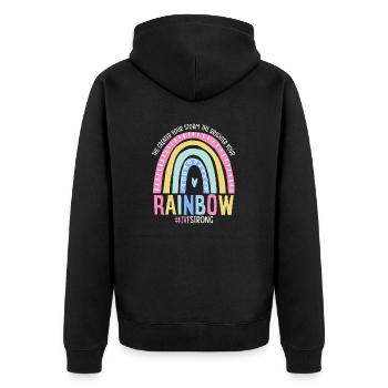 Je größer dein Sturm, desto heller dein Regenbogen - Unisex Premium Bio Zip Hoodie - Schwarz - Hinten - Nico (187cm)