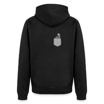 Fake Pocket Afrikanischer Grauer Papagei Lustiger Vogel Neuheit - Unisex Premium Bio Zip Hoodie - Schwarz - Hinten - Nico (187cm)