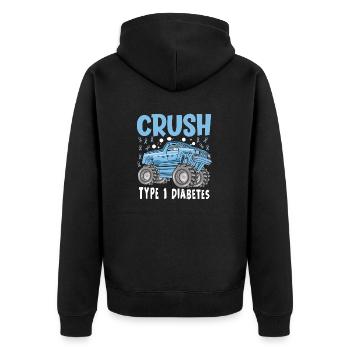 Typ-1-Diabetes T1D Kinder Blue Ribbon Diabetiker - Unisex Premium Bio Zip Hoodie - Schwarz - Hinten - Nico (187cm)