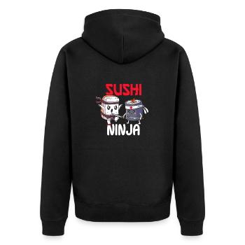 Sushi Ninja Japanisches Essen Lustig Ninja Fisch & Meeresfrüchte - Unisex Premium Bio Zip Hoodie - Schwarz - Hinten - Nico (187cm)