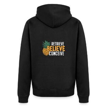 Retrieve Believe Conceive Funny IVF Pineapple - Unisex Premium Organic Zip Hoodie - black - Back - Nico (187cm)