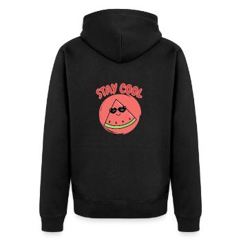 Stay Cool Watermelon - Unisex Premium Organic Zip Hoodie - black - Back - Nico (187cm)