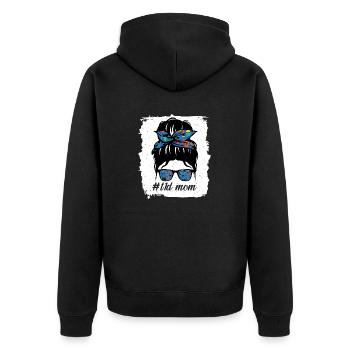 T1D Maman Bleu et Gris Ruban Messy Bun Juvénile - Veste à capuche bio Premium Unisexe - noir - Dos - Nico (187cm)