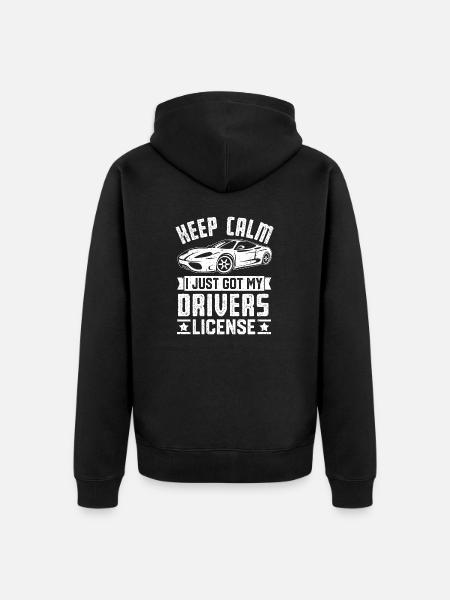Blijf kalm, ik heb net mijn rijbewijs gehaald Grappig - Uniseks Premium bio ziphoodie - zwart
