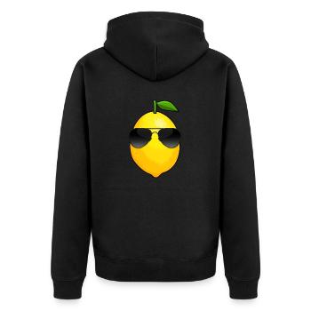 Zitrusfrucht Vitamin C Coole Zitrone - Unisex Premium Bio Zip Hoodie - Schwarz - Hinten - Nico (187cm)