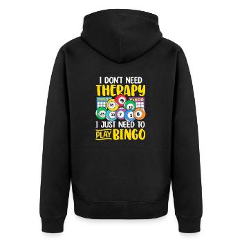 Ich brauche keine Therapie Lustiges Bingo Casino Glücksspiel - Unisex Premium Bio Zip Hoodie - Schwarz - Hinten - Nico (187cm)