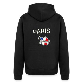 France Paris - Unisex Premium Organic Zip Hoodie - black - Back - Nico (187cm)