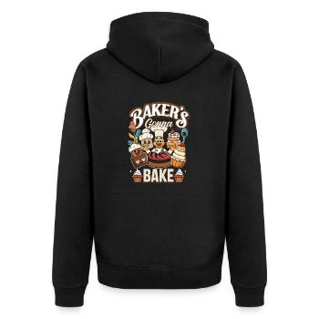 Bake the world a better place - Unisex Premium Organic Zip Hoodie - black - Back - Nico (187cm)